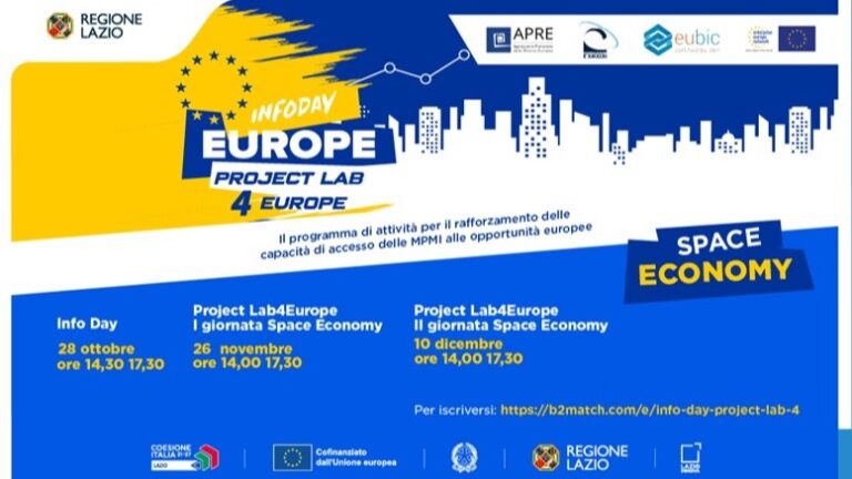 Info Day Europe/Project Lab Europe, il 28 ottobre appuntamento con la “Space Economy”